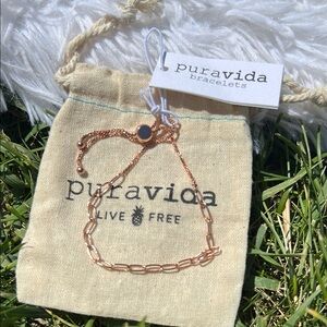 Pura Vida Itty Bitty Double Chain Rose Gold Adjustable Bracelet NEW